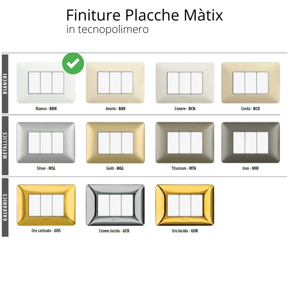 Bticino matix placca 6 posti tecnopolimero bianco am4806bbn pezzi 2
