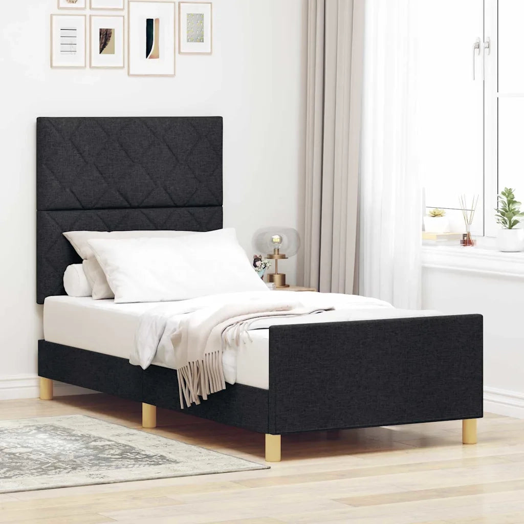 Struttura del letto con testiera Nero 100 x 200 cm Tessuto 3344783