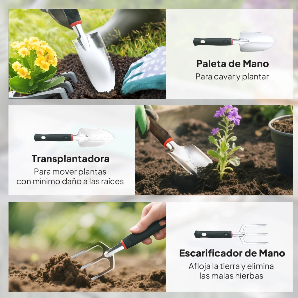 Set Giardinaggio 9 Pezzi ¨C Minimal ¨C Aluminio, Verde, Leggero
