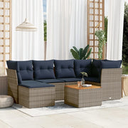 Set Divani da Giardino 7 pz con Cuscini Grigio in Polyrattan 3256082