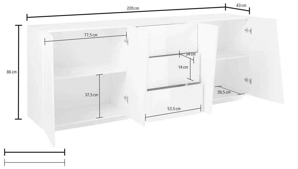 Mobile VEGA L 220 x H 86 x P 43 cm grigio ardesia
