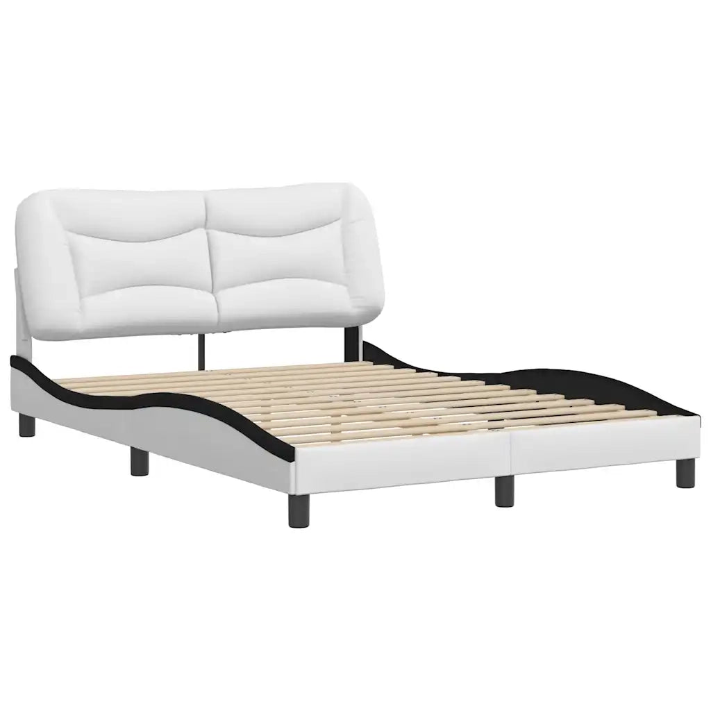 Letto matrimoniale | Letto per adulti | Giroletto senza Materasso Hvar Nero e Bianco 120x200 cm in Similpelle