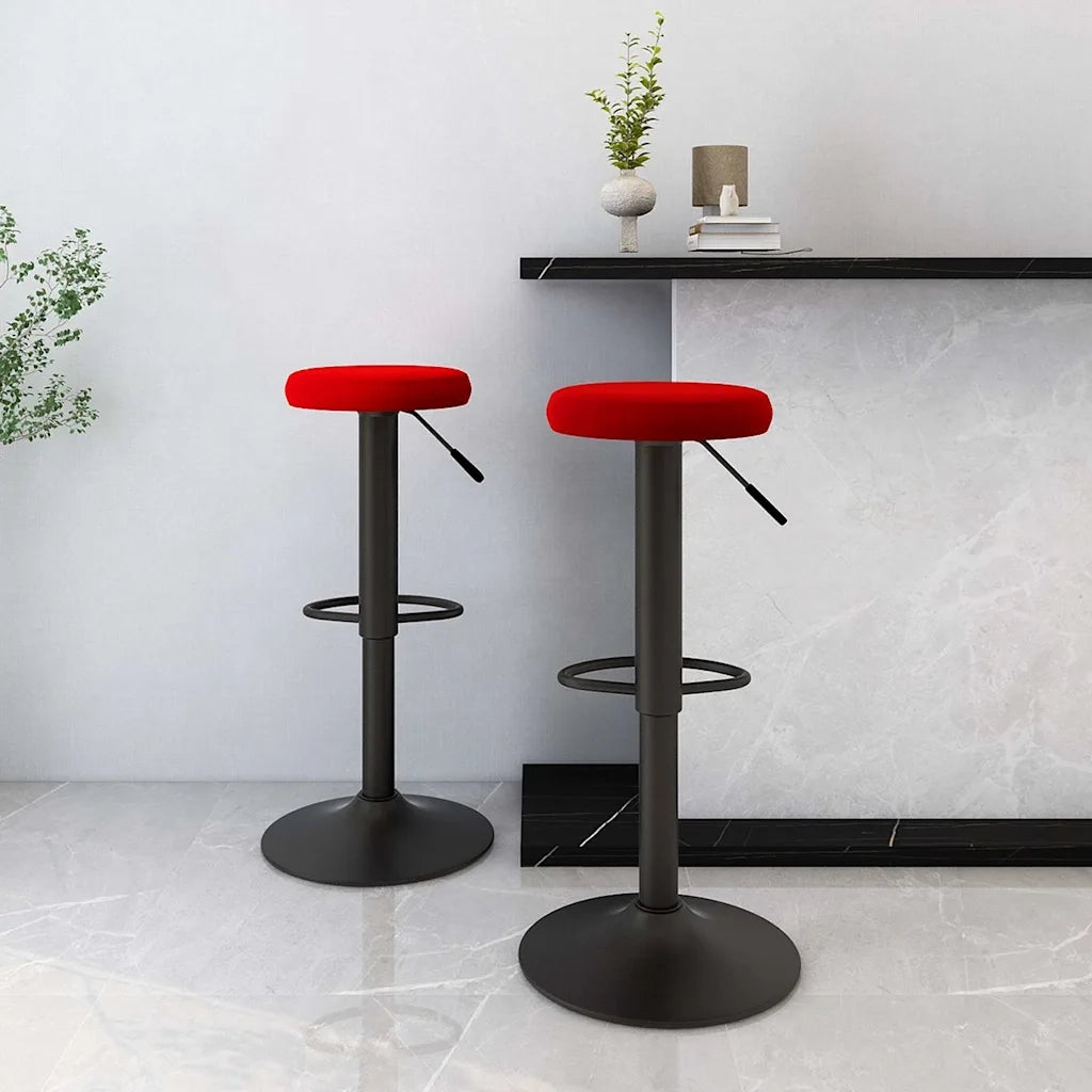 Sgabelli da Bar 2 pz Rosso Vino in Velluto 333149