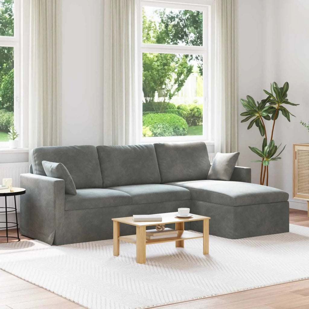 Divano Grigio scuro 228 x 134 x 80 cm Velluto 42024468