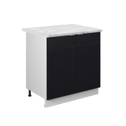 Mobile lavello cucina Fame-Line Nero rigato/Bianco 80 cm con ripiano, PL Marmo Vicco