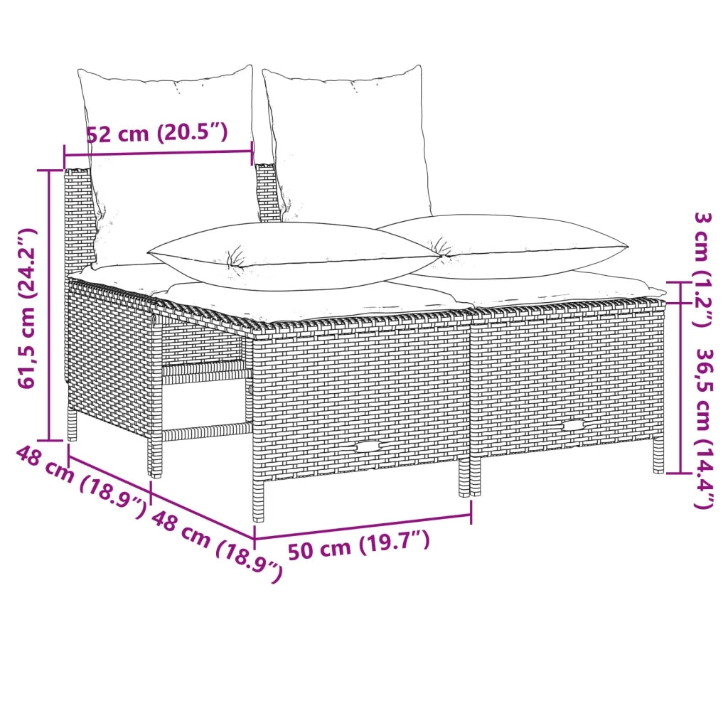 Set Divano da Giardino 4 pz | Set Salotto da Giardino con Cuscini Marrone in Polyrattan
