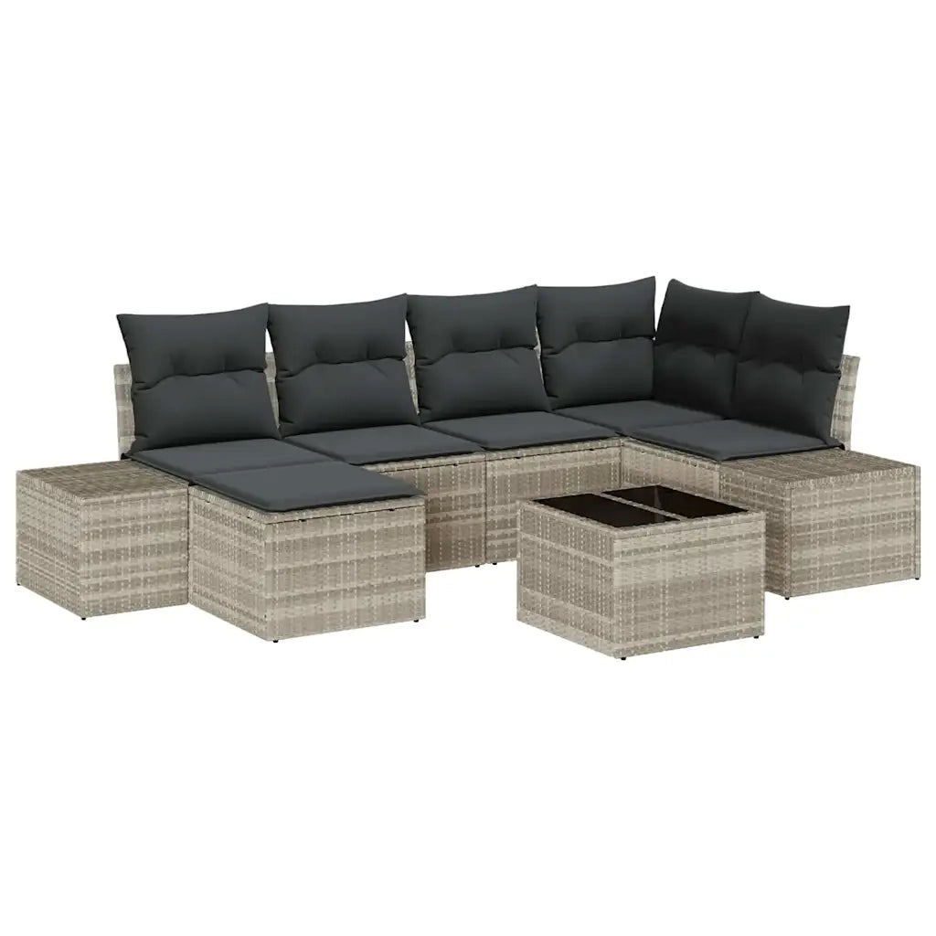Set Divano da Giardino 7 pcs Grigio chiaro polyrattan
