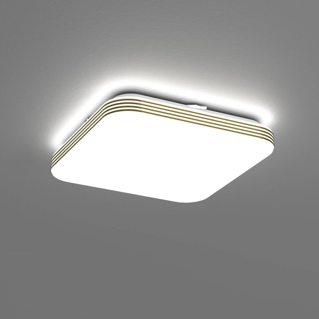 Plafoniera LED quadrata 26cm 11W bianco oro IP44 Milagro