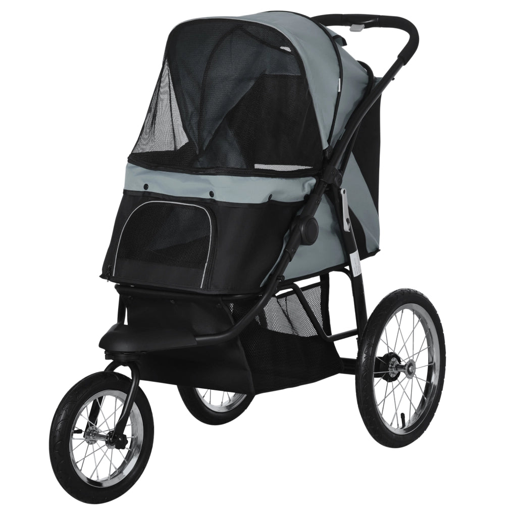Carrello per cani pieghevole con ombrellone ¨C Minimal ¨C Grigio 111x58x107 cm