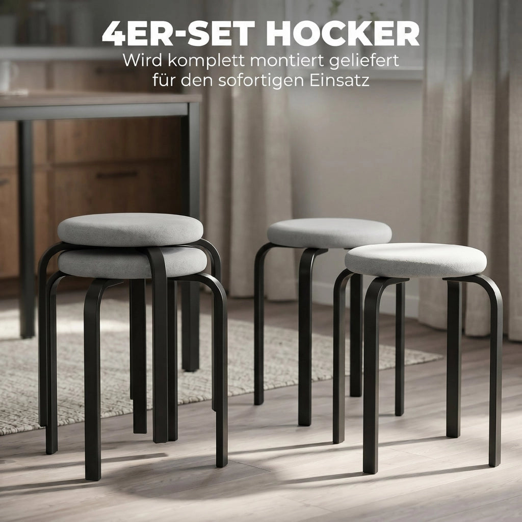 Set di 4 sgabelli tondi imbottiti ¨C zephmum ¨C grigio