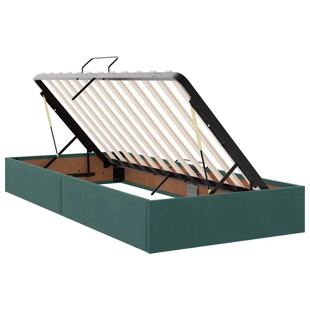 Letto con contenitore e materasso Verde Scuro 100 x 200 cm