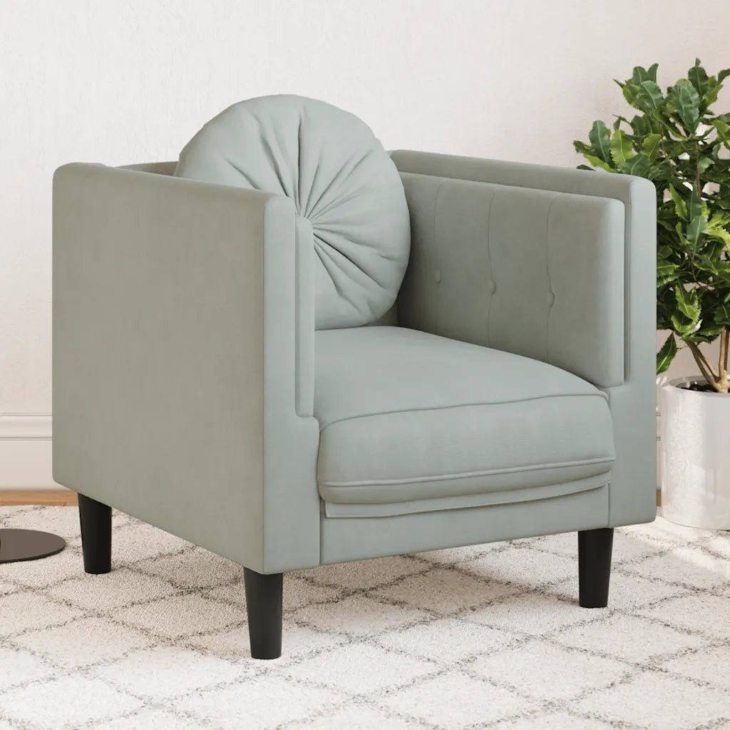 Poltrona | Sedia Relax con Cuscino Grigio Chiaro in Velluto