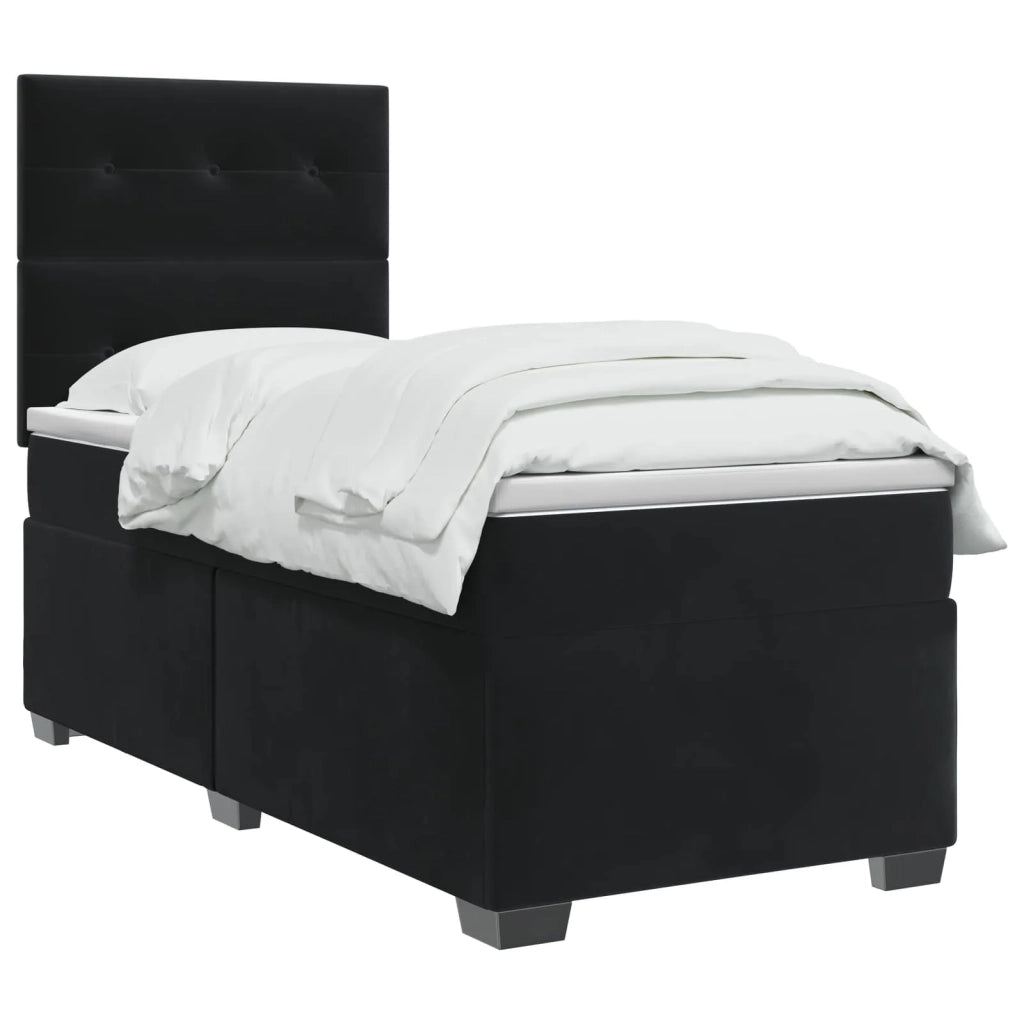Letto box spring con materasso Nero 90 x 190 cm Velluto 3455014