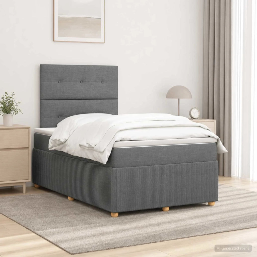 Letto Box Spring LED con Materasso Grigio Scuro 120 x 200 cm 3455833