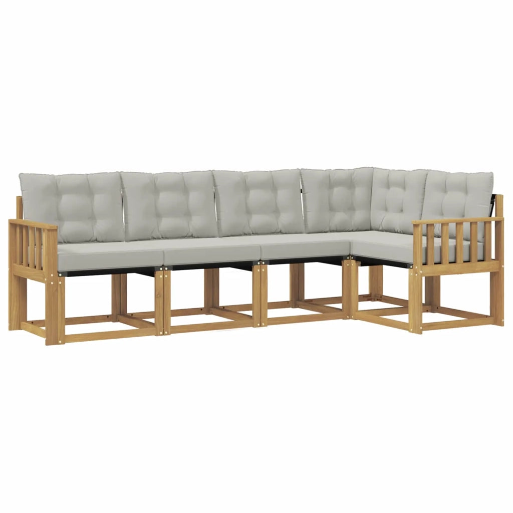 Set di divani da esterno 5 pz Bianco e Grigio Chiaro 3389473