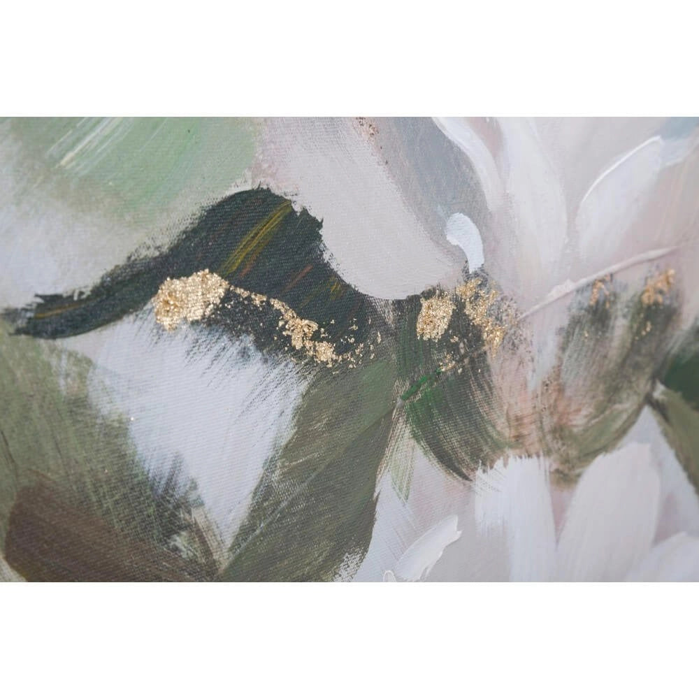 Dipinto su tela fiore bianco e oro cm 80X3,7X100 - FLOWER&LEAF