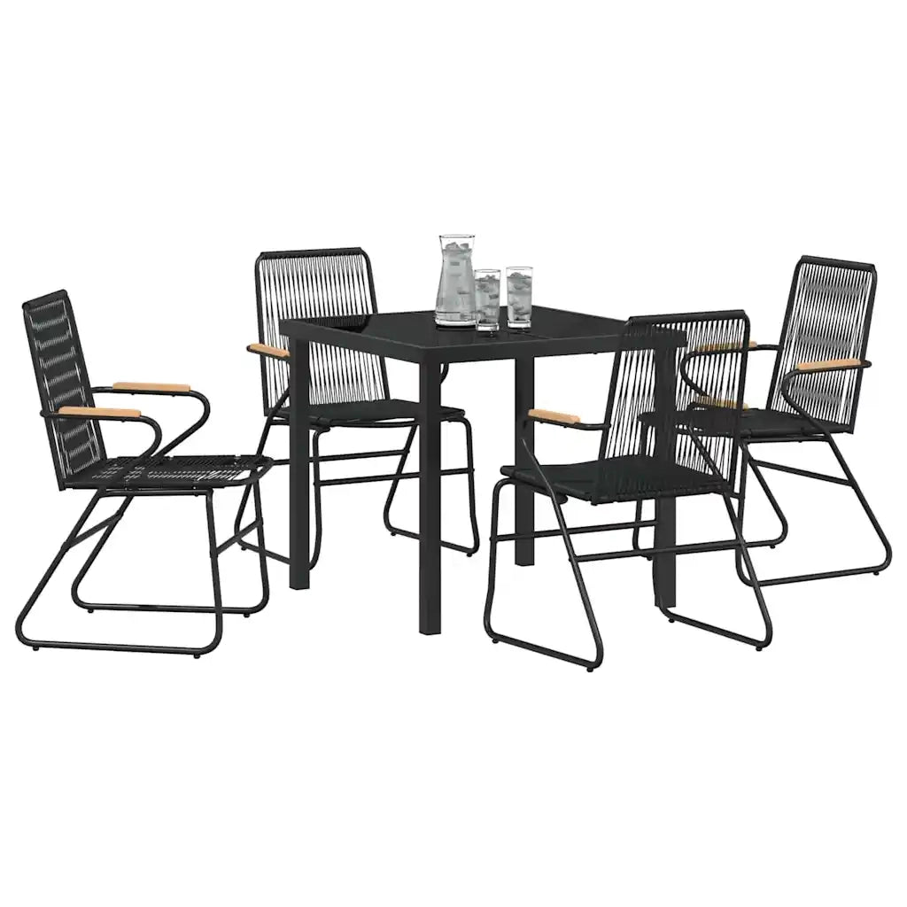 Set da Pranzo per Giardino 5 pcs Nero 3379171