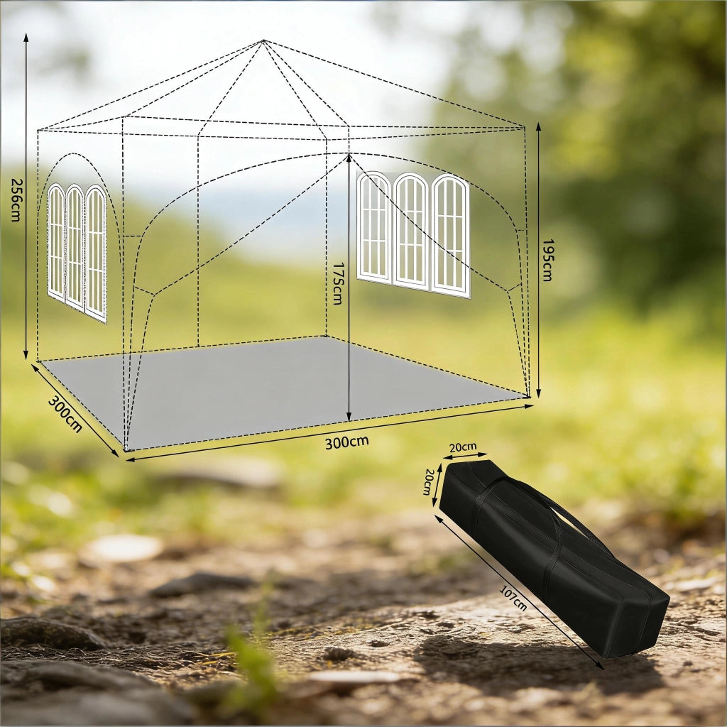 GAZEBO Pieghevole Pop-up 3x3 m Verde in Tessuto Oxford