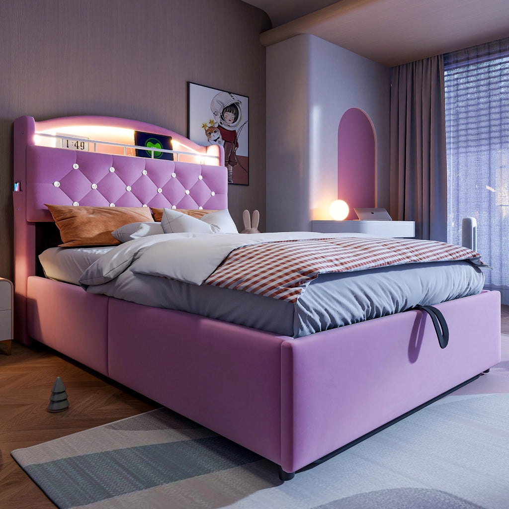 letto imbottito tessuto rosa 90 x 200 cm