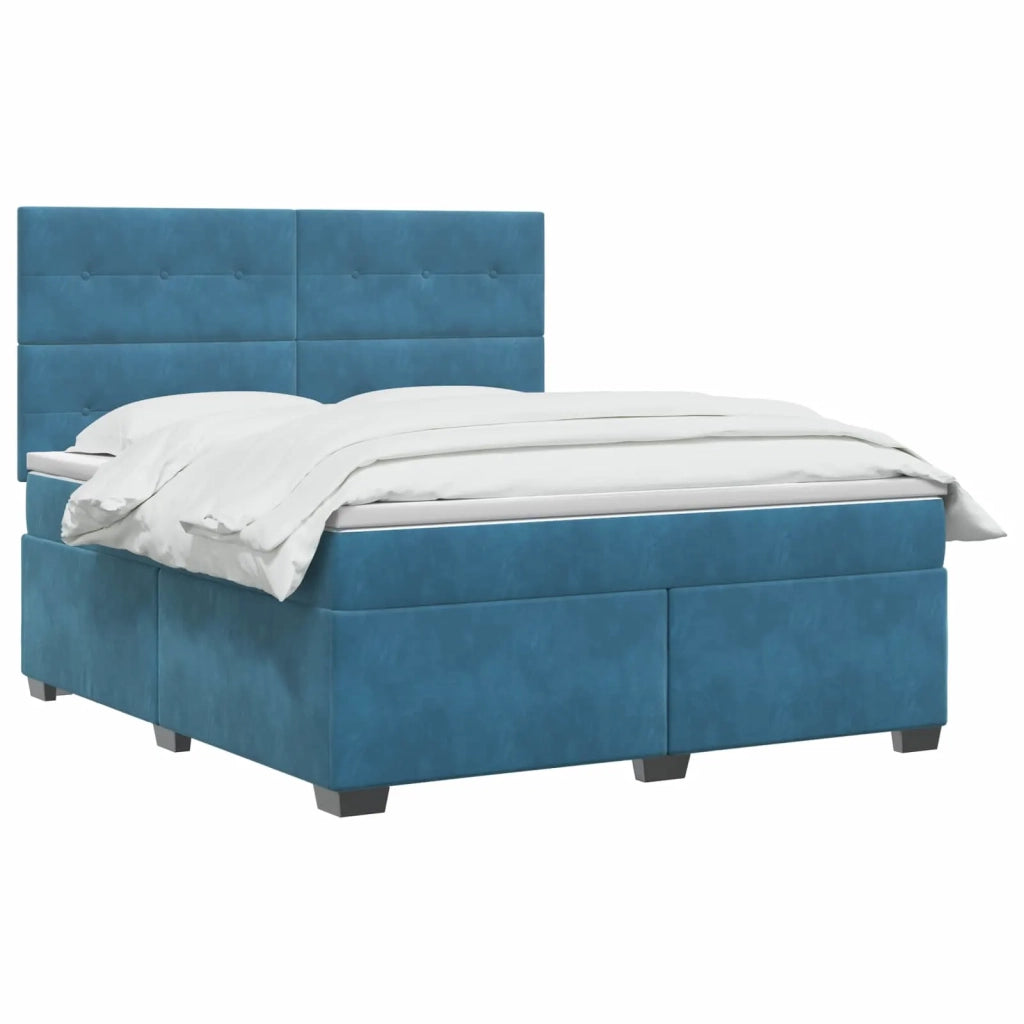 Letto box spring con materasso Blu 160 x 200 cm Velluto 3455142