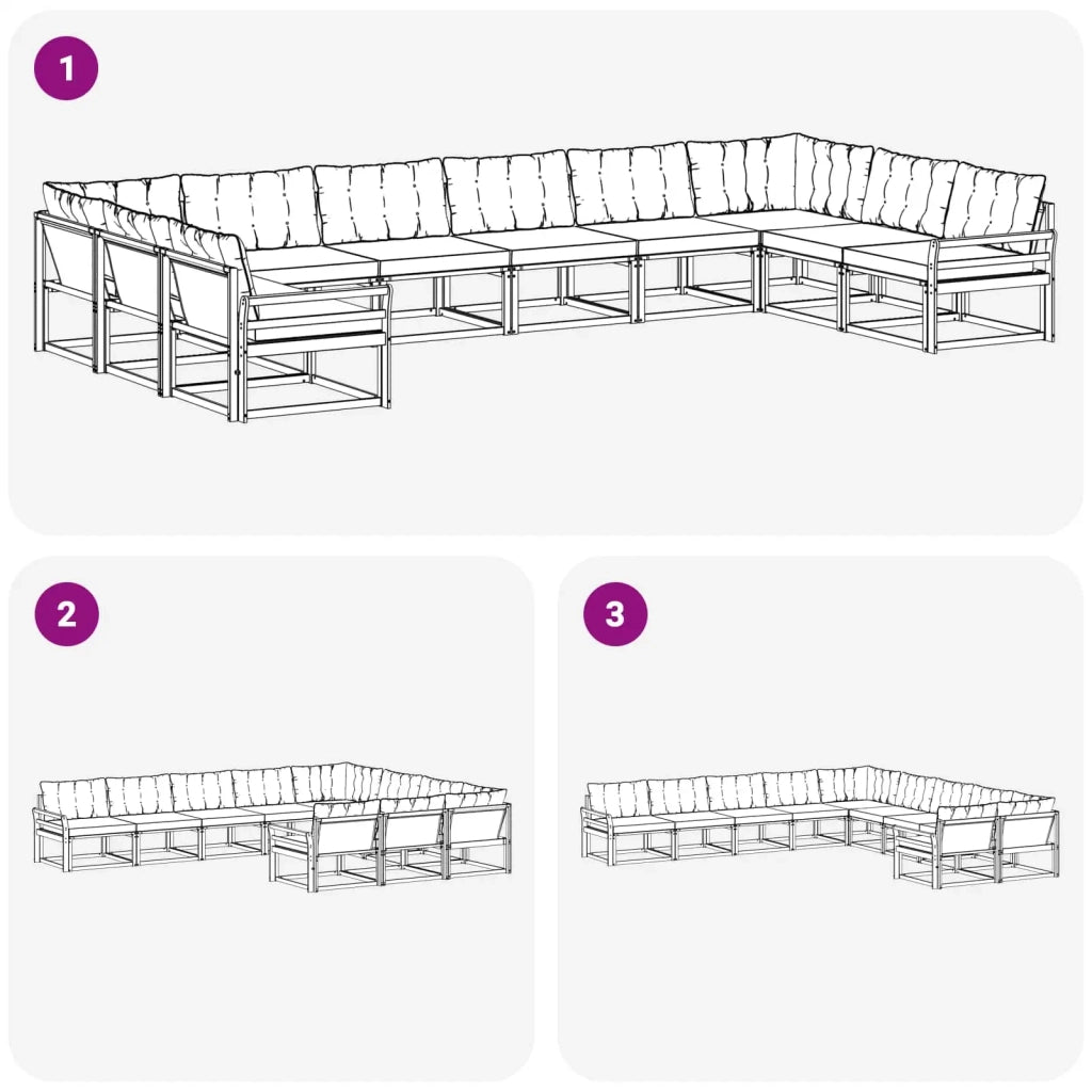 Set di divani da esterno 10 pcs Grigio Naturale e Chiaro 3369890