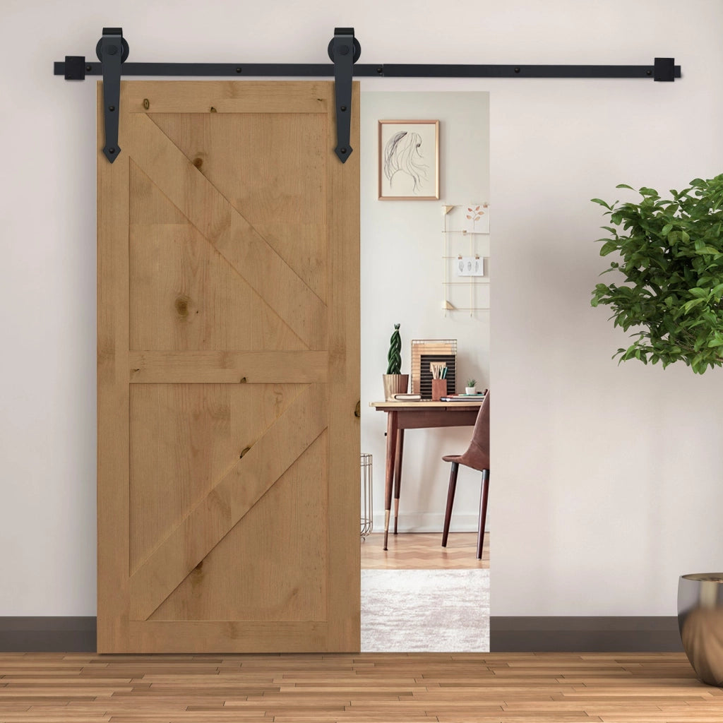 Kit per Porta Scorrevole Rustico con Binario 200 cm in Acciaio Nero