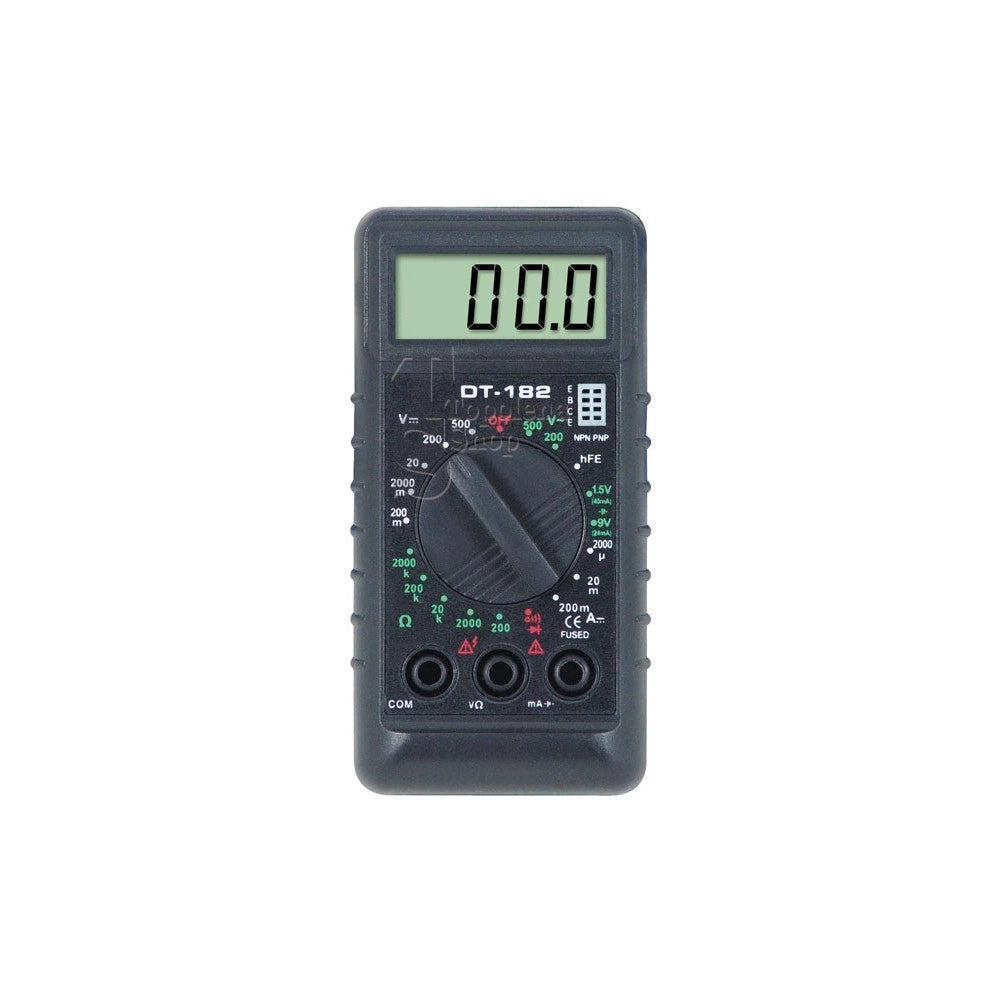 Trade Shop - Tester Multimetro Amperometro Digitale Puntali Volt Ampere Dt-182 Con Puntali -