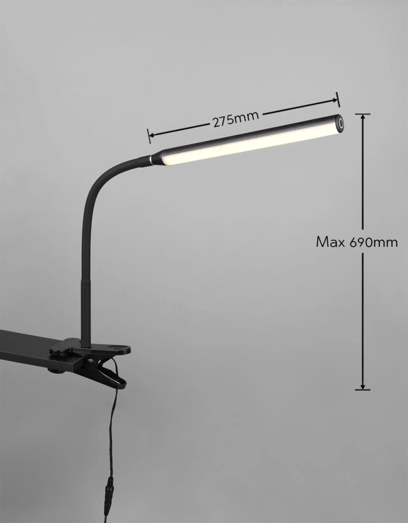 Lampada da scrivania a clip NEVADA nero LED 5W CCT