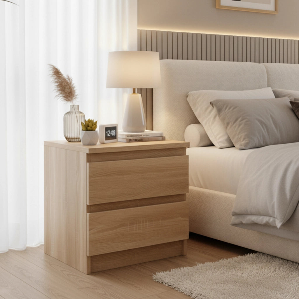 Commode SOLA - Rovere Sonoma - 2 Cassetti - Larghezza 40 cm, Altezza 50 cm, Profondit? 43 cm