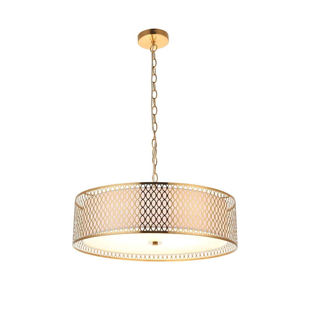 Lampadario rotondo traforato oro 3xE27 Cordero Endon