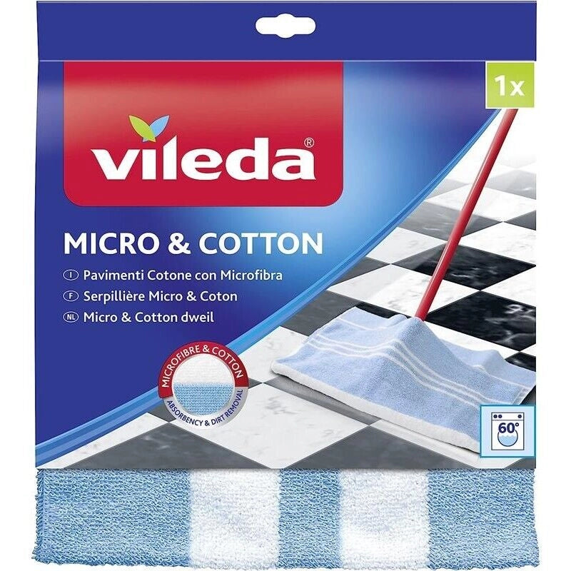 VILEDA PANNO PER PAVIMENTI IN COTONE E MICROFIBRA 50 X 50 CM