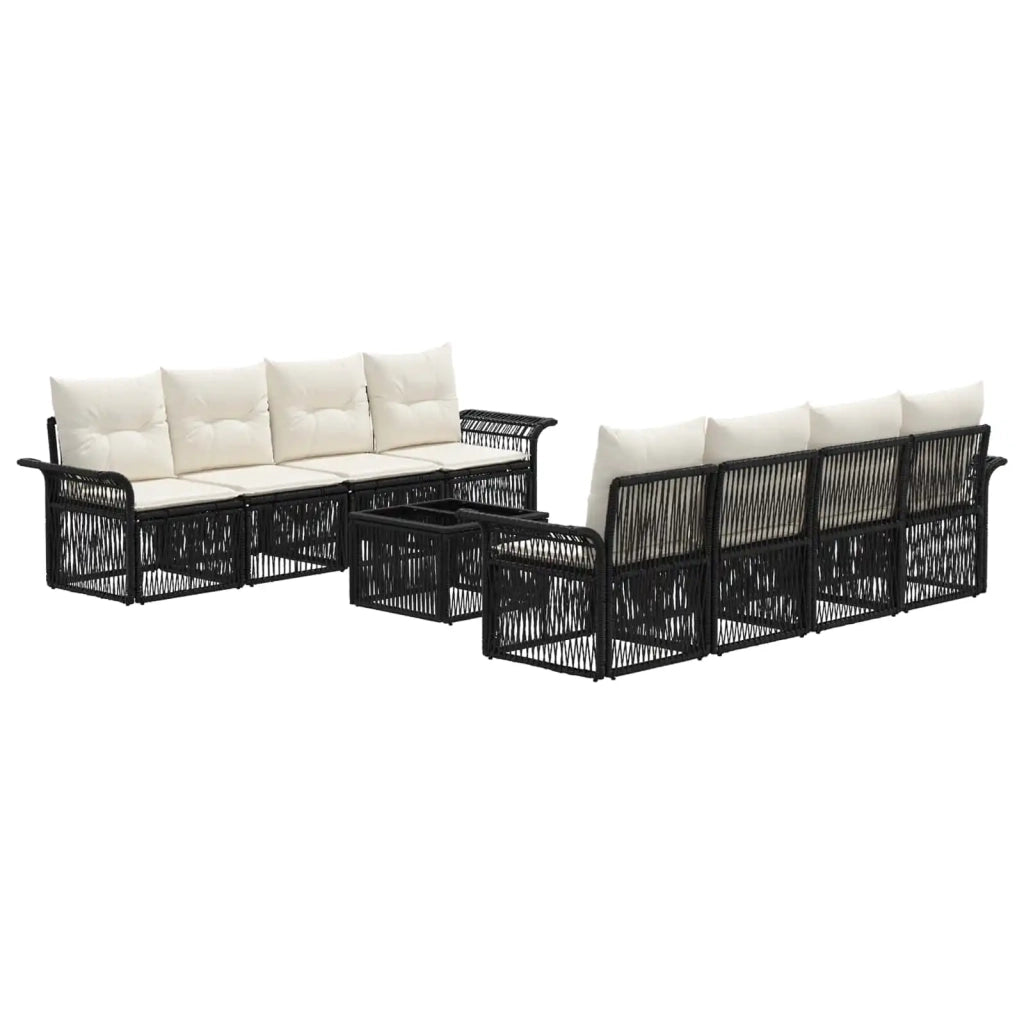 Set Divano da Giardino 9 pz Nero polyrattan 3434773
