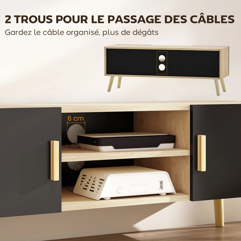 Mobile TV in legno con ripiani e ante ¨C Minimal ¨C Rovere 120x30x50