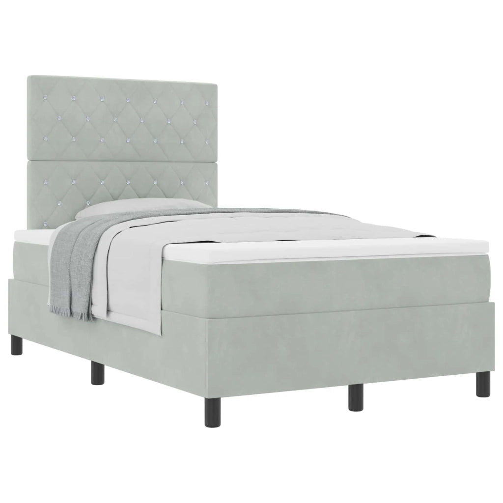 Letto a molle con materasso Grigio chiaro 120 x 200 cm Velluto 3339758