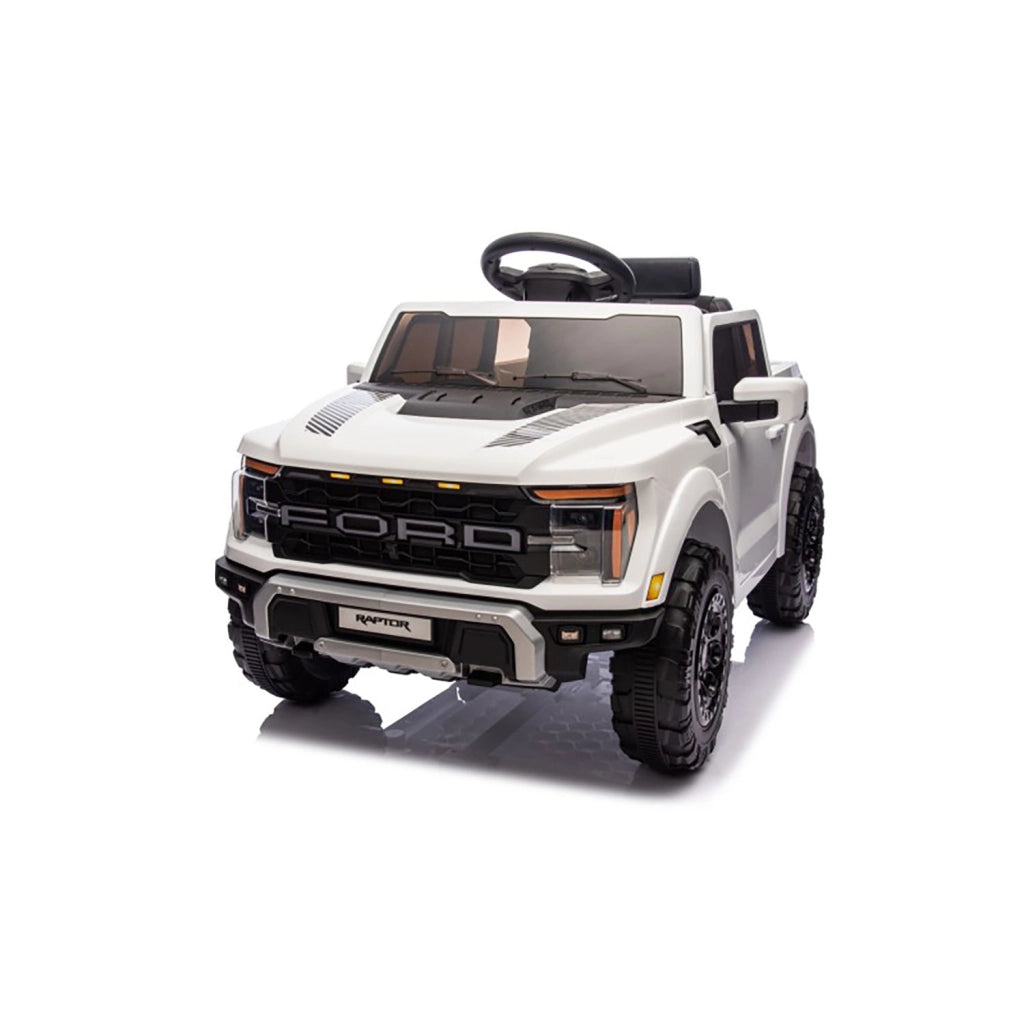 Macchina Elettrica per Bambini Ford Raptor 12V con Telecomando Bluetooth Luci LED e Tappetini Inclusi Bianco