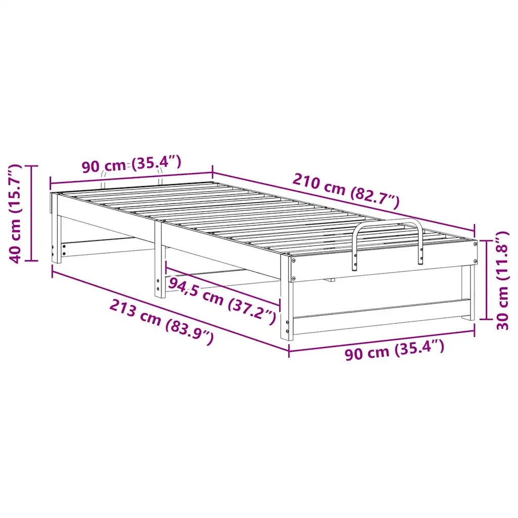 Letto singolo | Letto per adulti | Struttura del letto Marrone 90 x 210 cm Pino massello