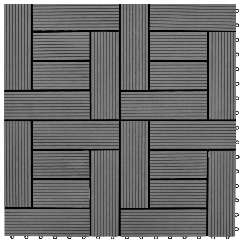 Piastrella per Decking 11 pz Grigio 30 x 30 cm WPC CFW2798109