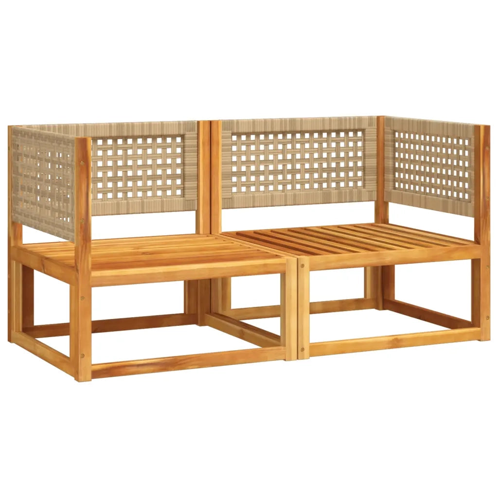 Divani da Giardino Angolari con Cuscini 2 pz in Legno di Acacia e Rattan 3278922