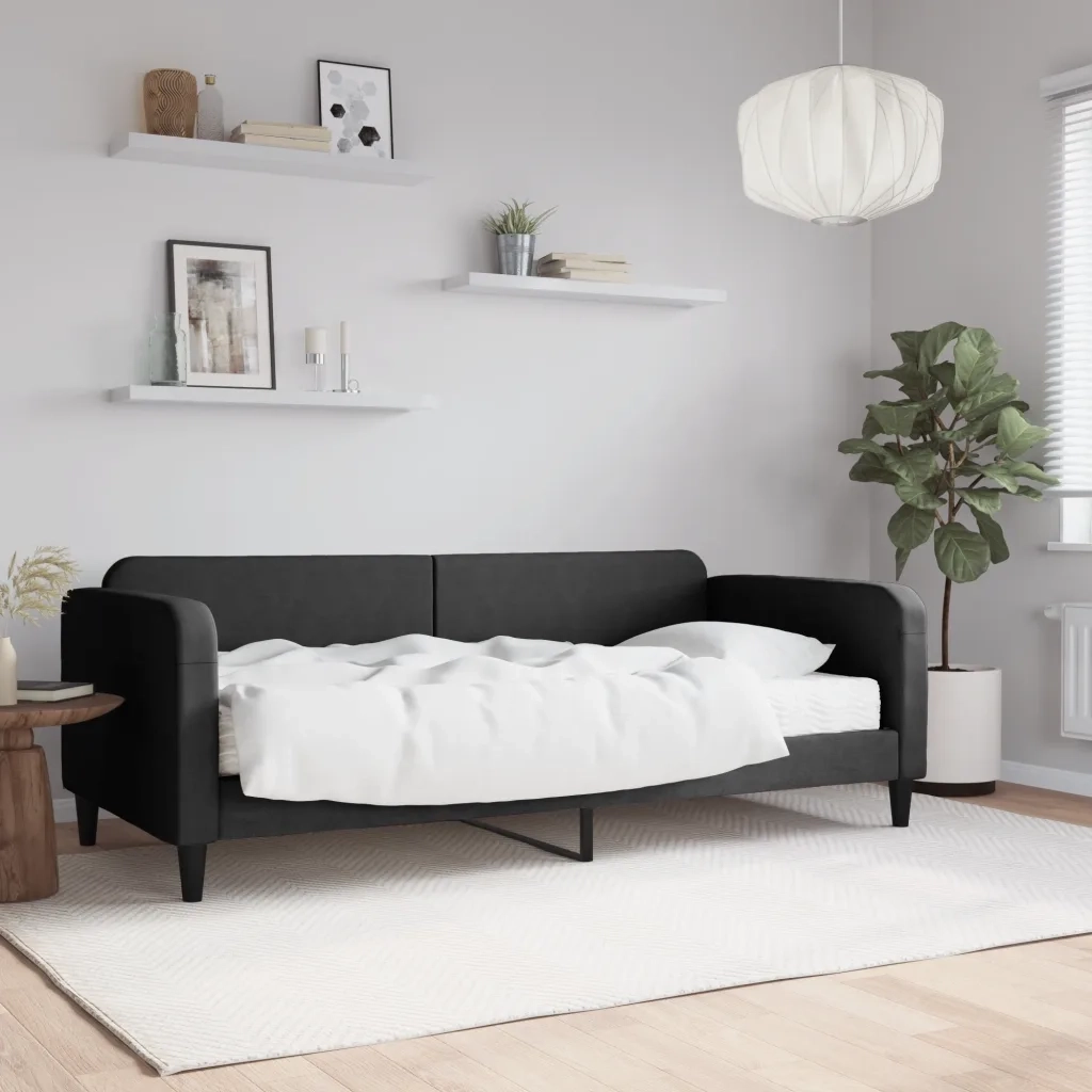 Divano letto | Sof¨¤ letto | Letto singolo con Materasso Nero 90x190 cm in Tessuto
