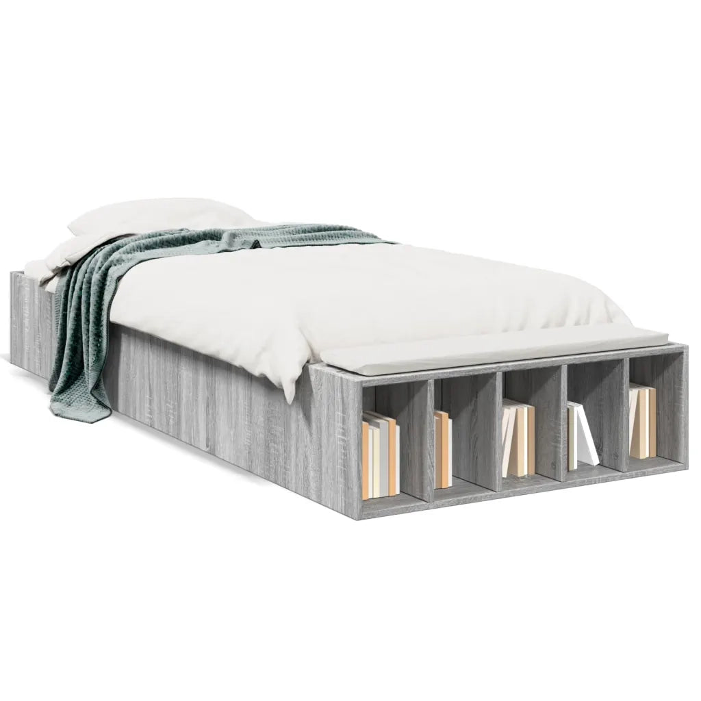 Letto singolo | Letto per adulti | Giroletto Grigio Sonoma 75x190 cm in Legno Multistrato