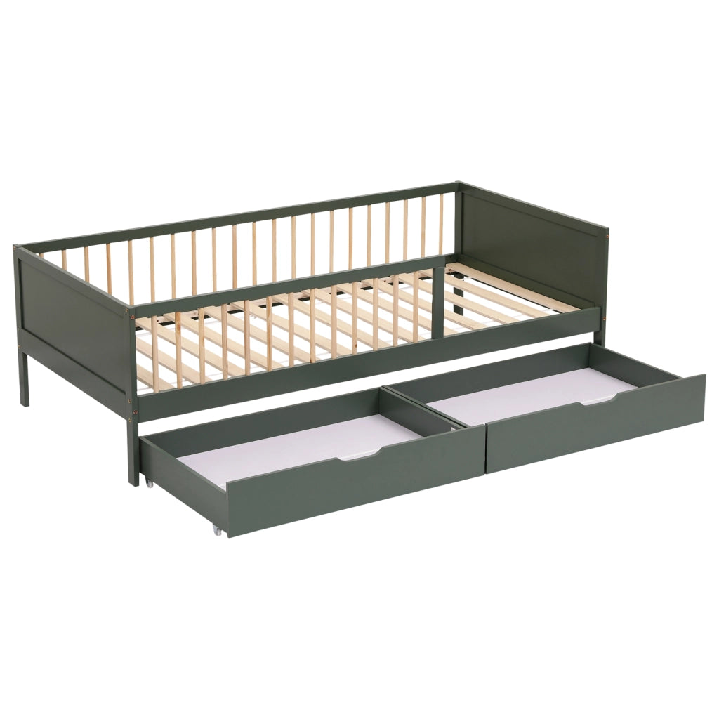 Letto per bambini 190x90cm verde con cassetti ADAM