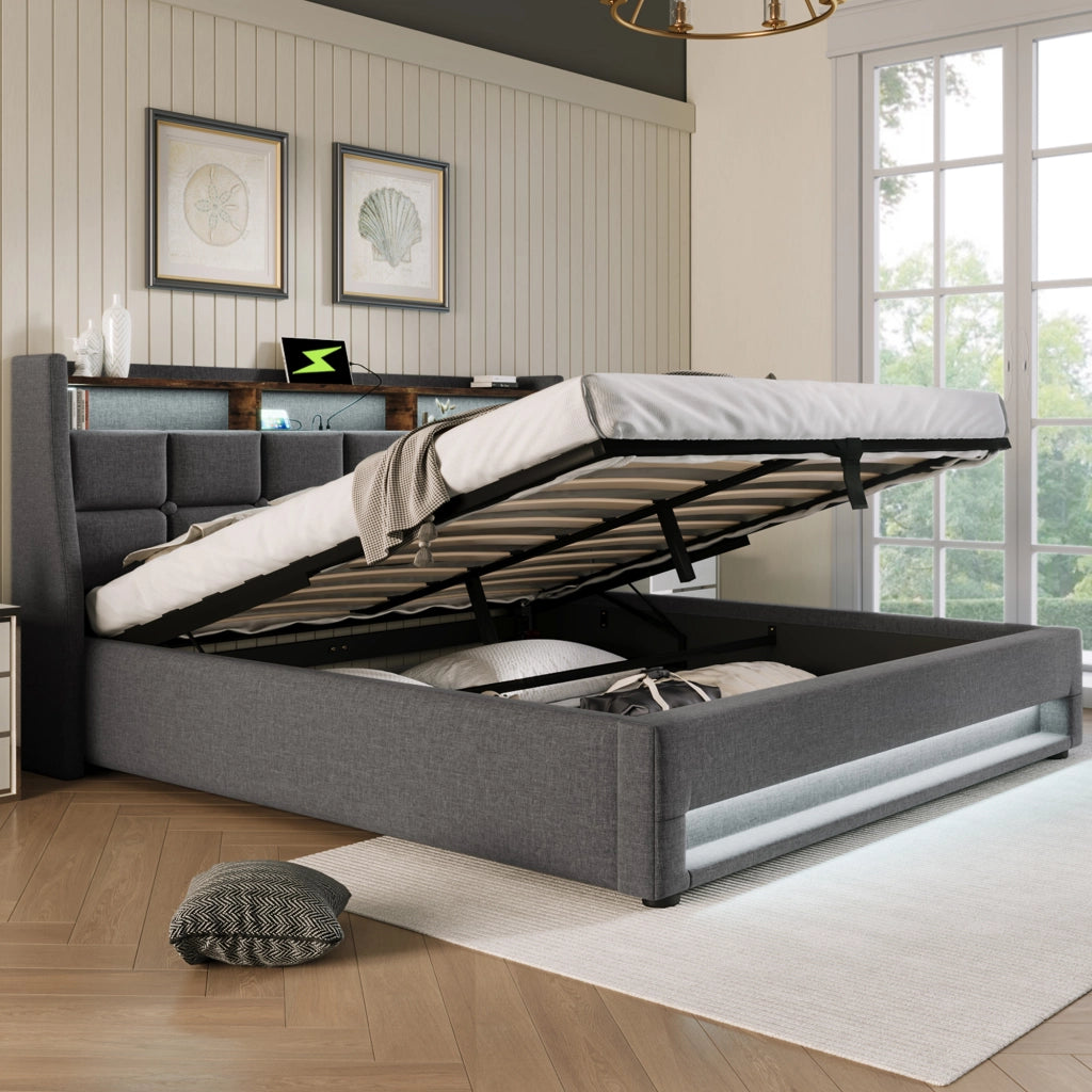 letto imbottito lino grigio 180x200 cm