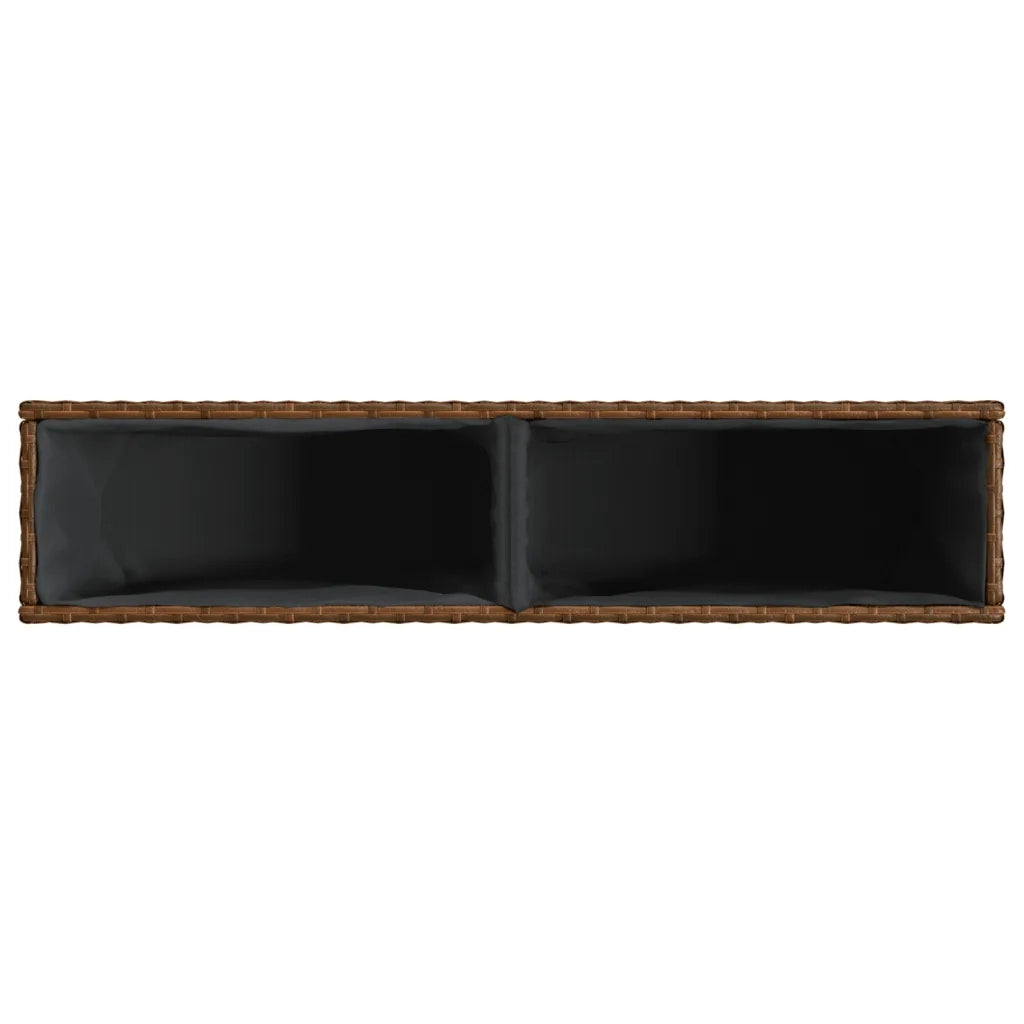 Fioriera con 2 Vasi Marrone 90x20x40 cm in Polyrattan 366408