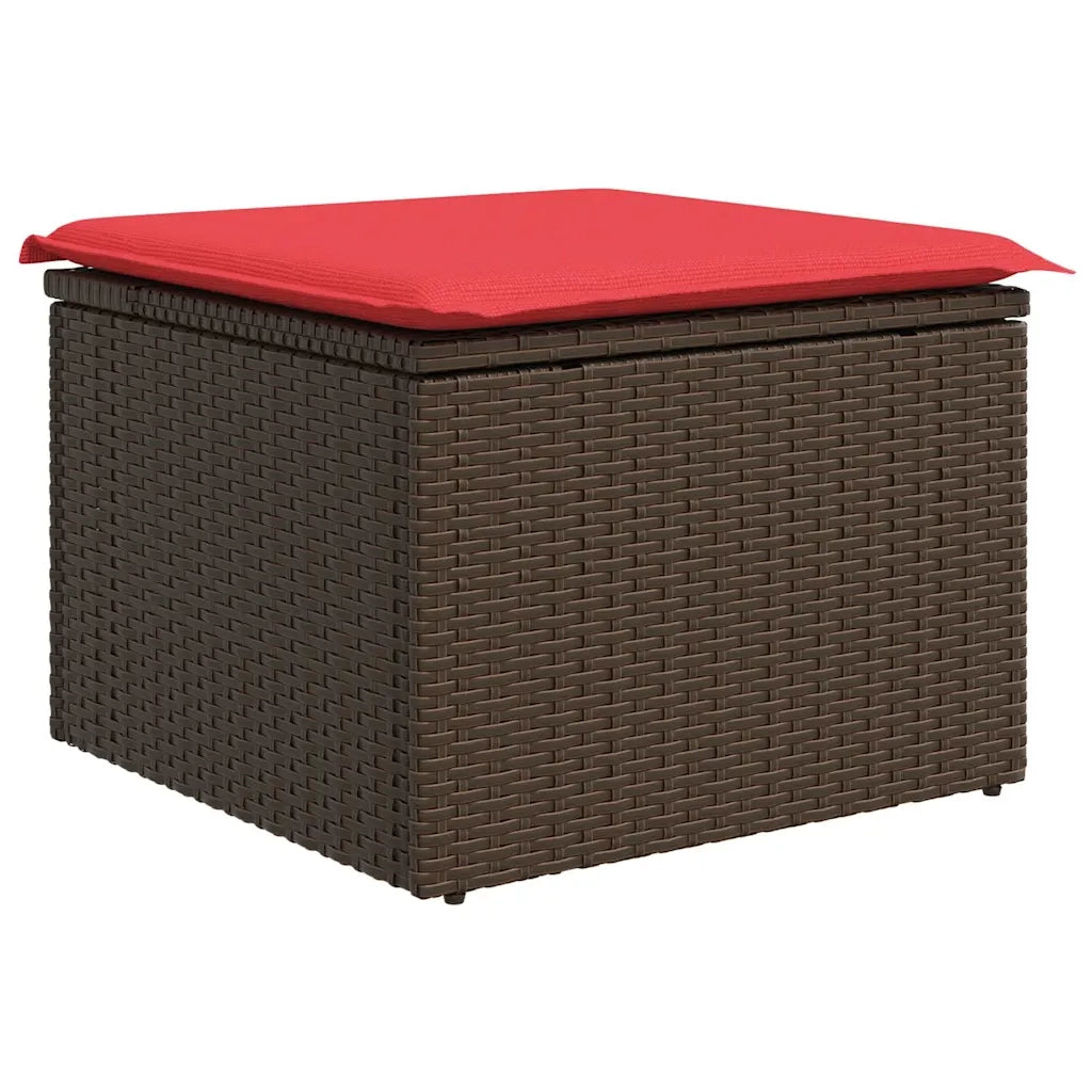 Set Divano da Giardino 7 pz Marrone e Rosso polyrattan 3355833