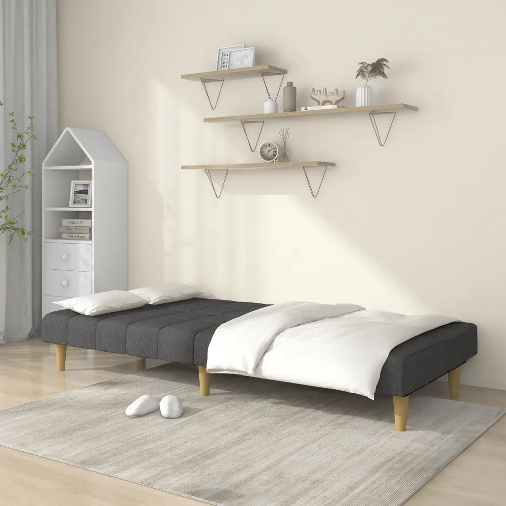 Divano letto | Sof¨¤ letto | Letto singolo a 2 Posti Grigio Scuro in Tessuto