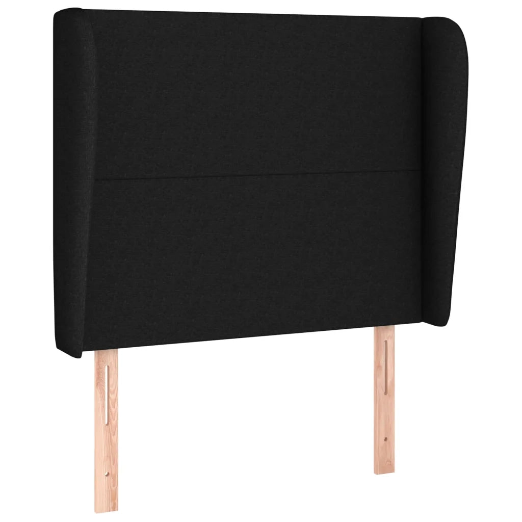 Testiera | Testata ad Orecchio Nera 93x23x118/128 cm in Tessuto