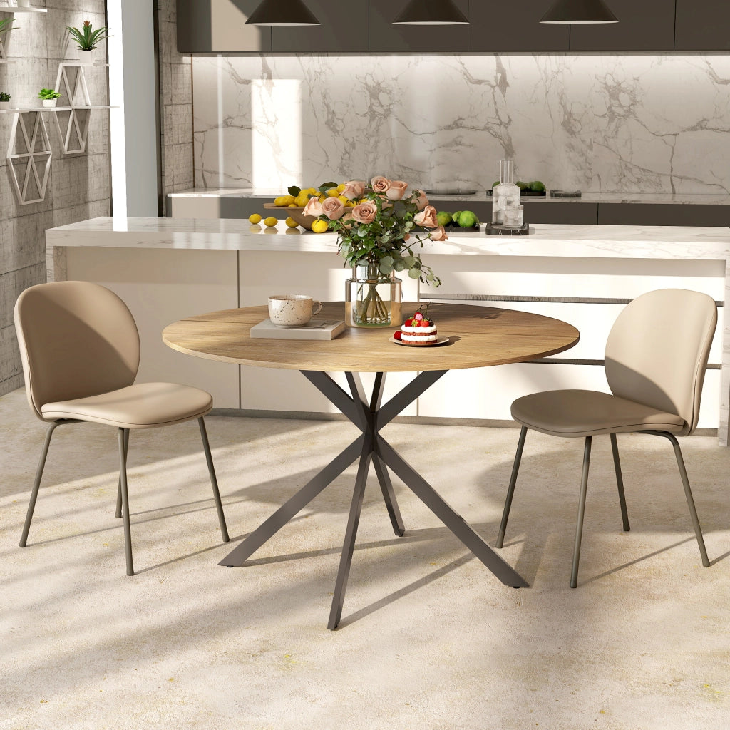 Tavolo da pranzo rotondo allungabile per 4 persone ¨C zephmum ¨C effetto legno quercia/acciaio antracite 120 cm