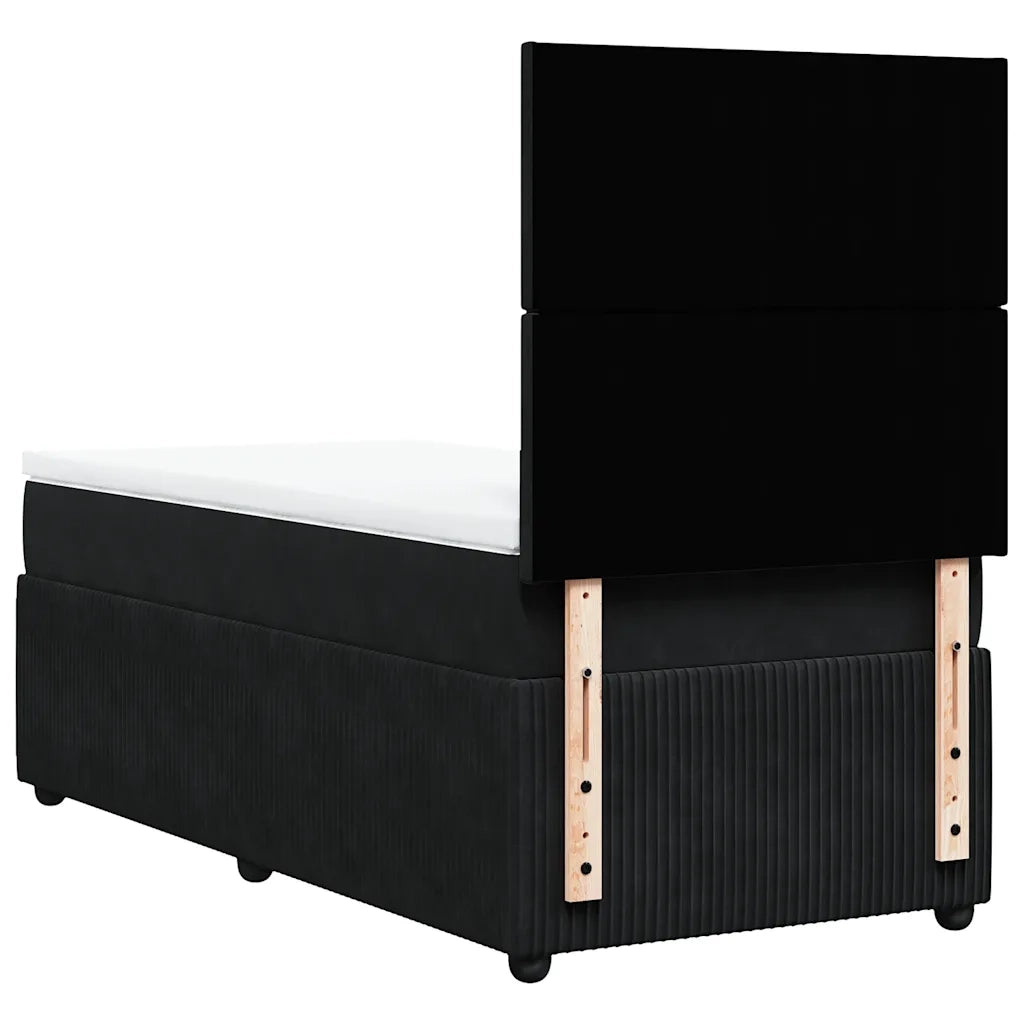 Giroletto a Molle con Materasso Nero 80x200 cm in Velluto 3292186