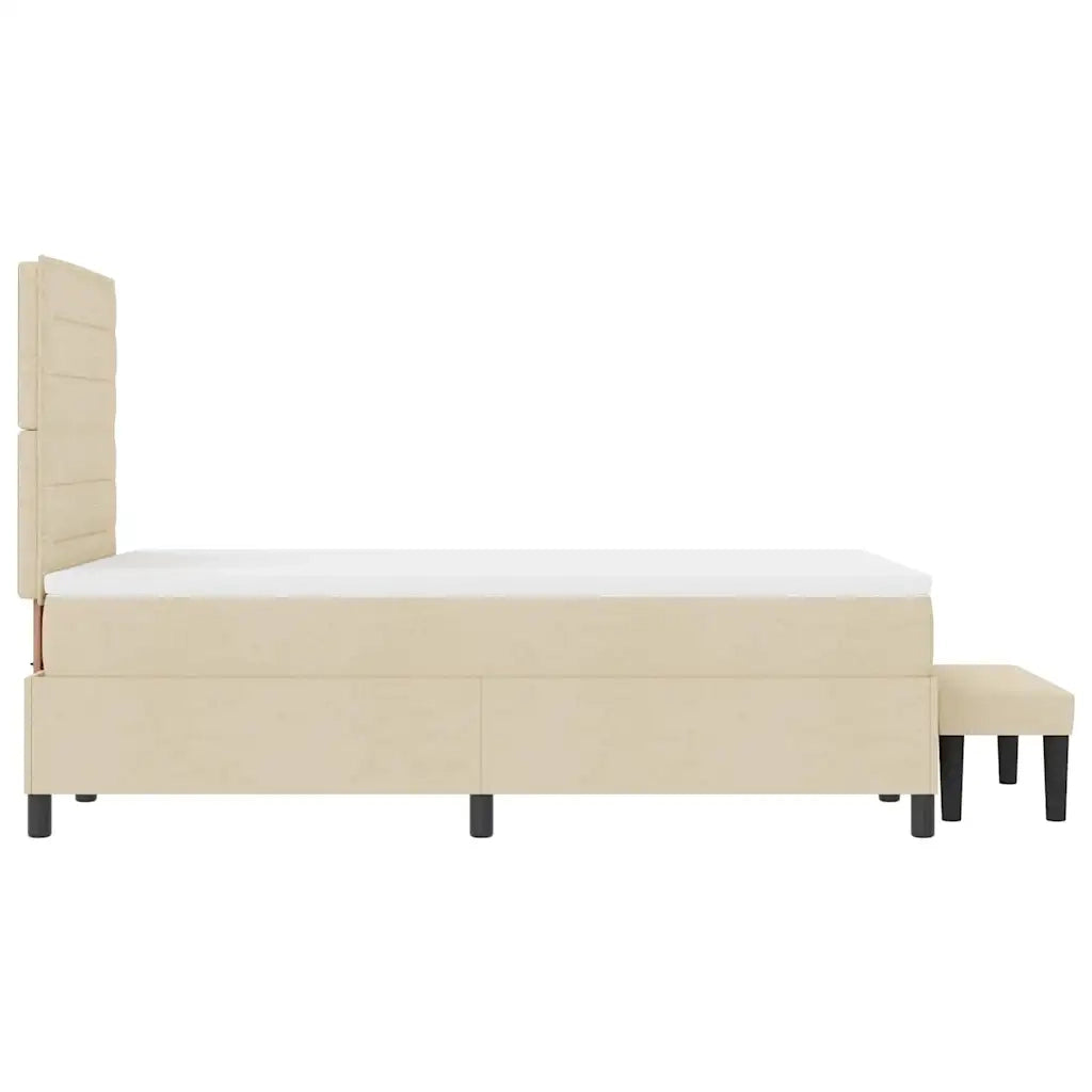 Letto a molle con testiera Crema 120 x 190 cm Tessuto 3343979