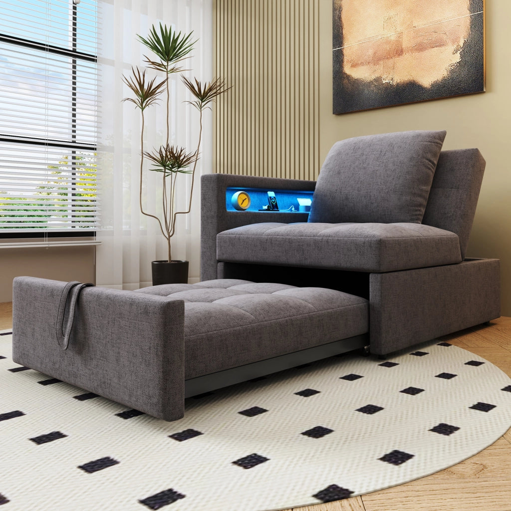 Divano letto 3 in 1 - Zephmum- Schienali LED e porte USB/Type-C